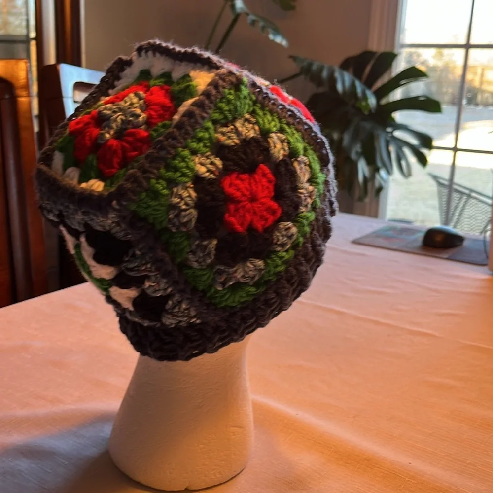 New Crochet Granny Squares Beanie Hat - Picture 2 of 5